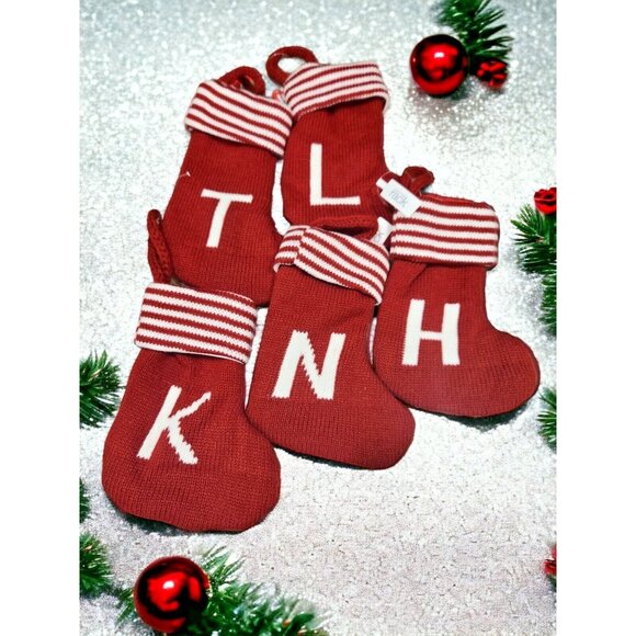 Monogram Mini Christmas Stocking 7" Red & White - Picture 1 of 2